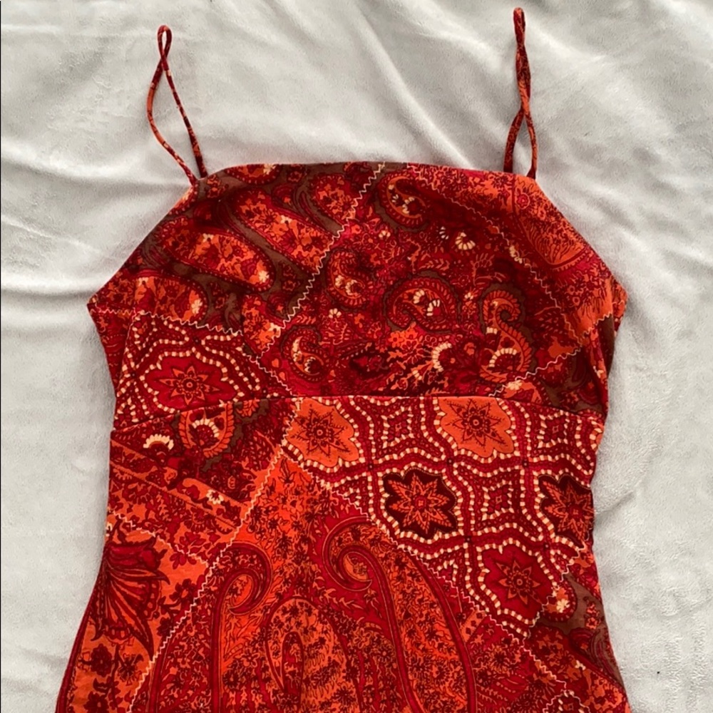 orange dress with a floral design